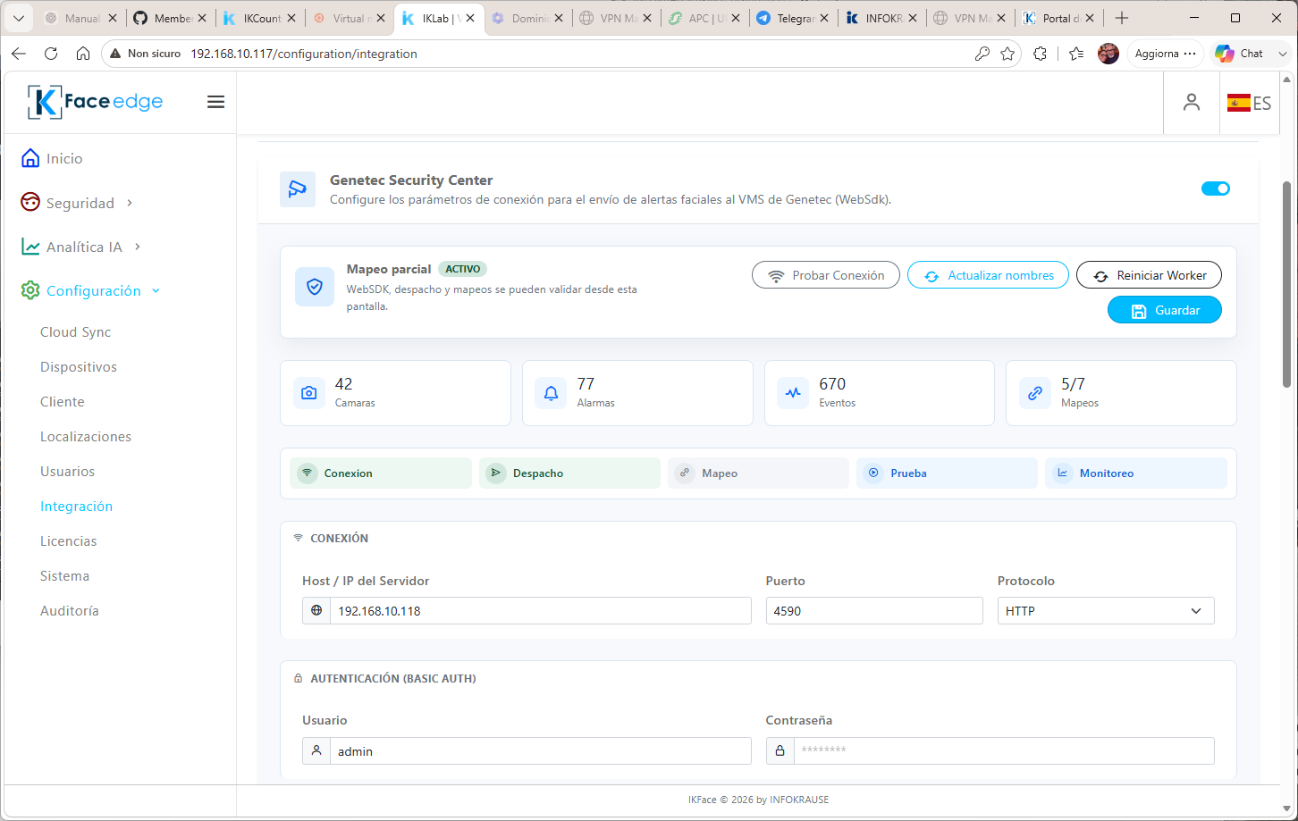 Configuración de Genetec Security Center en IKFace Edge